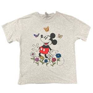 NEW Disney Mickey Mouse Licensed Character Embroidered Heather Gray Short Sleeve